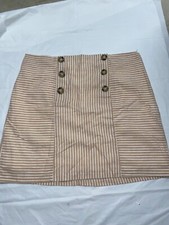 Altar'd State L Striped Button Mini Skirt White lining