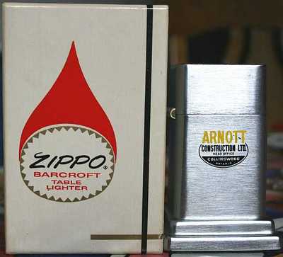 Sehr Selten Zippo Barcroft No. 4 ARNOTT CONSTRUCTION LTD. Canada 1960´s MIB RAR!