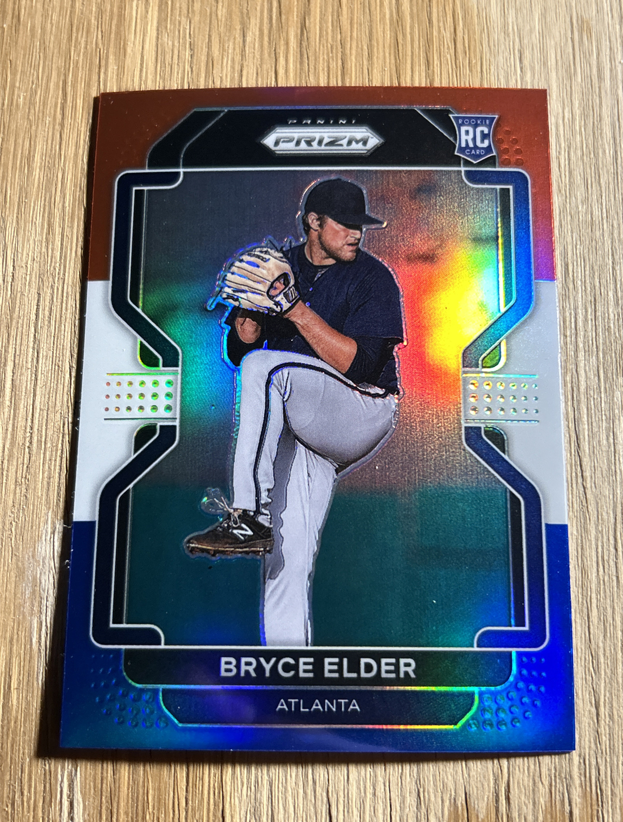 2022 Panini Prizm Red White Blue Prizm #77 Bryce Elder RC Braves