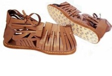 Roman Gladiator Sandals Medieval Genuine Leather Handmade Sandals for Halloween