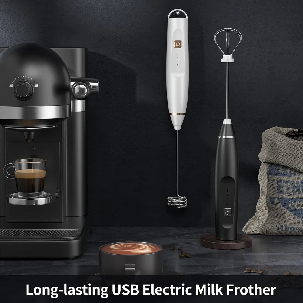 Milk Frother Handheld Rechargeable Frother for Coffee Milk Foamer with Stainless