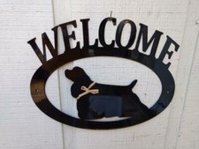 Cocker Spaniel Handcrafted Metal Welcome Sign black silhouette Made in the USA