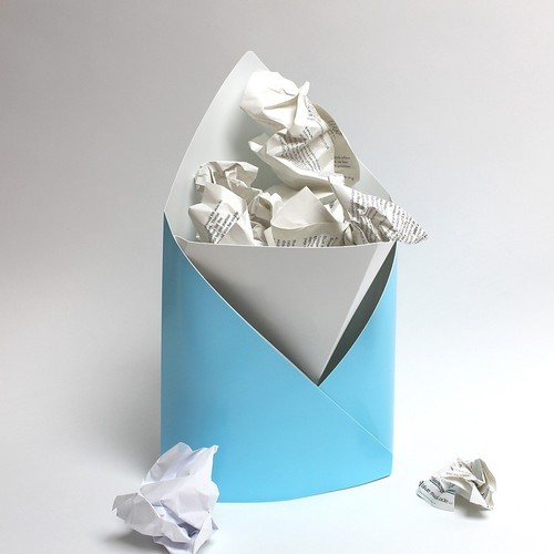 Mülleimer-Papierkorb - polyrap hellblau / weiß - Bild 2 von 3