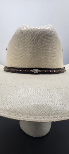 Justin 20X Black Hills Straw Cowboy Hat Cattleman Crown Crease. Size 56/7 - Picture 5 of 12