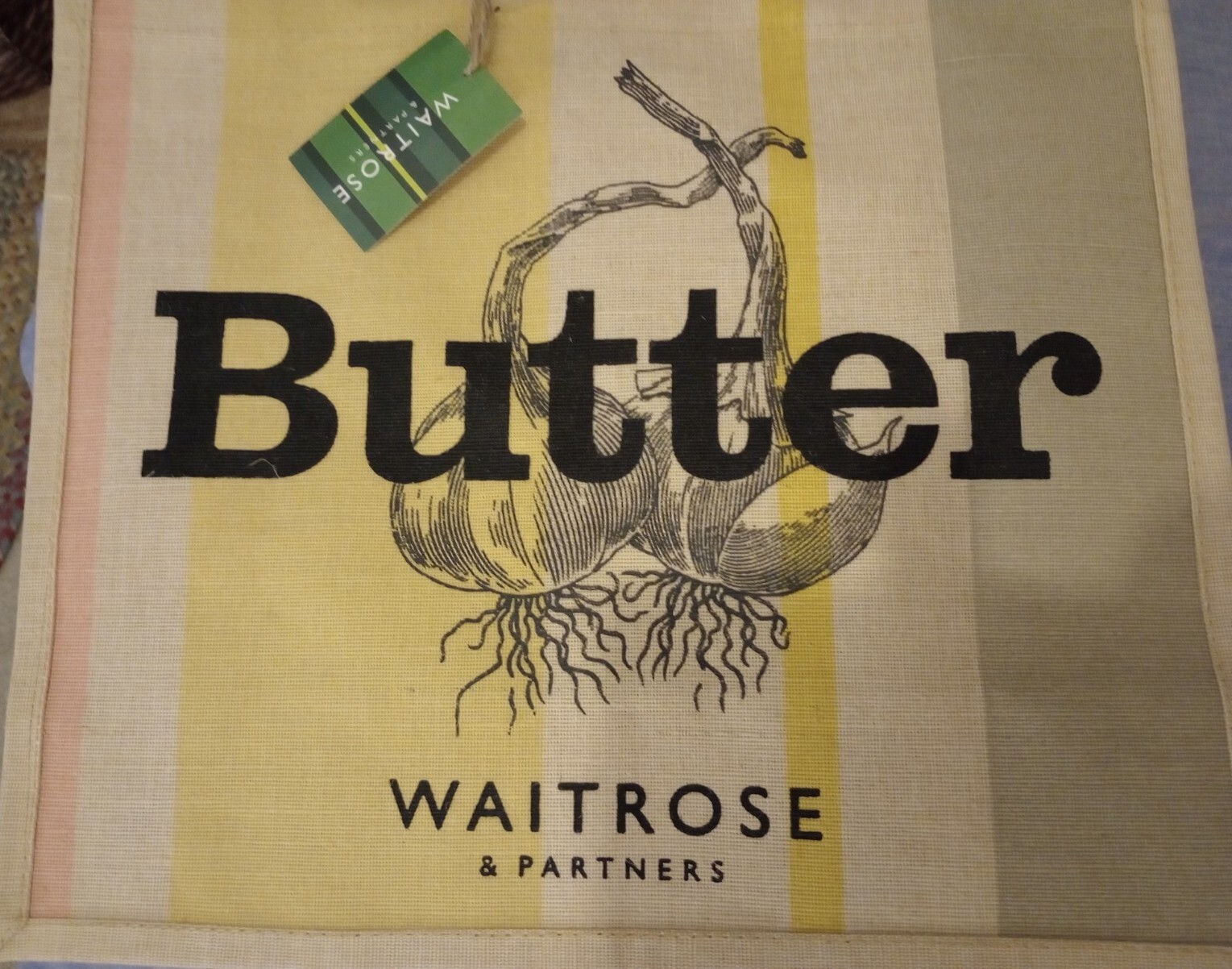 Waitrose Bag Garlic Butter Juco Jute Tote Shopping Reusable BNWT eBay