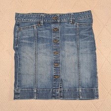 VTG Gap Denim Skirt Womens 8 33" Above Knee Button Front Casual Y2K Travel