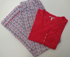 Victorias Secret Womens Pajamas Set Henley Top Red Penguin Flannel Pants Size S