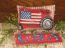  Patriotic Decor  2 Fabric Shelf Sitters Bowl Fillers Wreath Accents Handmade 