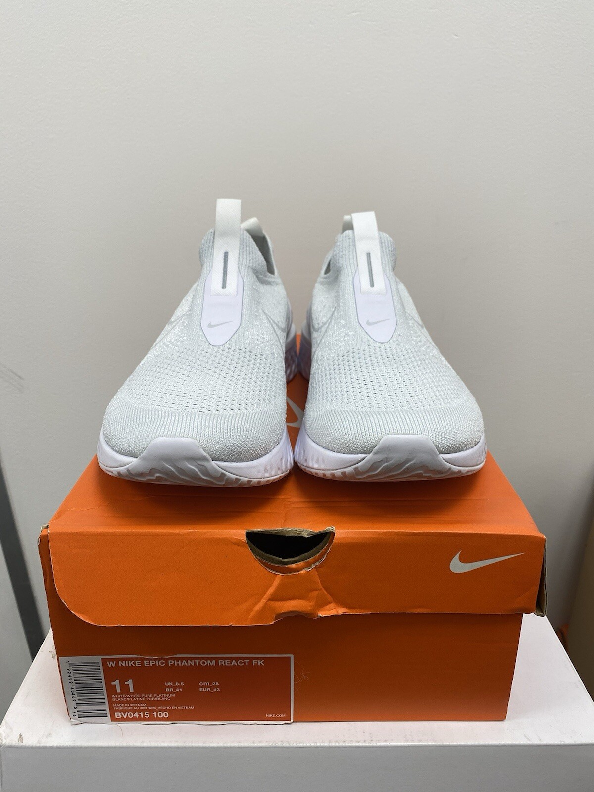 Nike Epic Phantom React Flyknit White Pure Platinum W BV0415-100 UK 8.5, EU 43 image 2