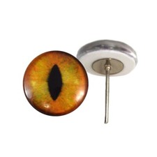 Pair Creamy Orange Cat Inspired Glass Eyes On Wire Pin Posts