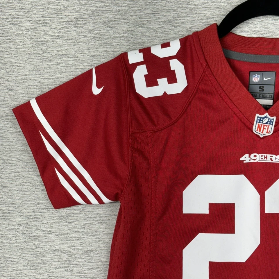 RARE Nike San Francisco 49ers JAMES #23 Authentic Jersey Kids Size 8 Small - Imagem 3 de 4