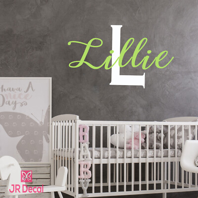 Individueller Name Initiale Monogramm, Personalisierter Namensaufkleber, Kinderzimmer Deko, Wandbild