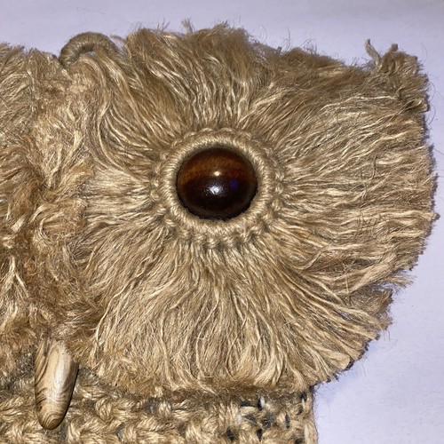 Vintage Woven Macrame Owl Wall Hanging with Wood Beads and Branch - Picture 6 of 17