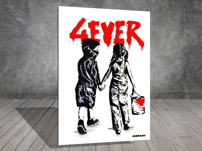 Banksy For 4 Ever Graffiti LEINWAND STREET ART ARBEIT WAND 1065