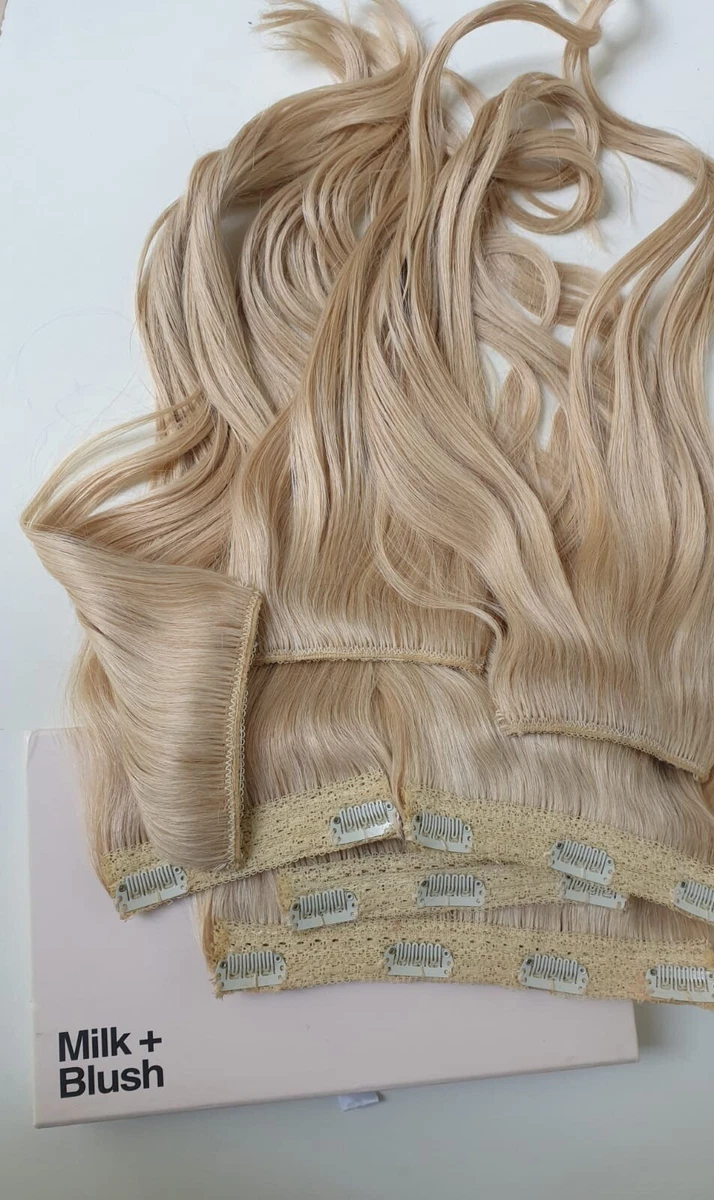 Milk Blush Clip In Real Human Hair Extensions 18 Extra Thick QuadWeft Set 215g