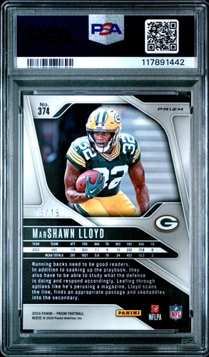 2024 Prizm Marshawn Lloyd #374 RC Cherry Blossom Choice /15 PSA 9 - Picture 2 of 2