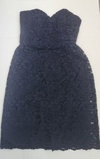 Davids Bridal Women Dress 4 Navy Blue Short Strapless Lace Bridesmaid Sleeveless