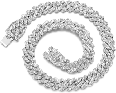 Junvirtuous Cuban Link Chain Mens Iced Out Miami Cuban Necklace