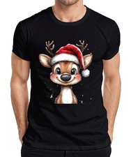 Christmas Reindeer Cute Watercolour Kids Gift Vintage Mens T-Shirt