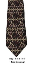 Barrington 100 Silk Men's Tie Made Italy Purple Gold 58" x 3.75" Geometric
