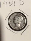 1939 Denver Mercury Dime 10C Silver Circulated US Coin