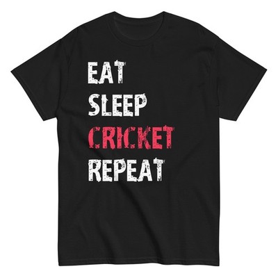 Eat Sleep Cricket Repeat Sport Funny Cute Gift Team T-Shirt New Graphic Apparel