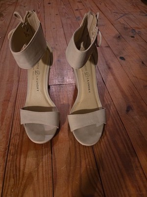 Chinese Laundry Beige Suede Platform Ankle Strap Heels 6.5