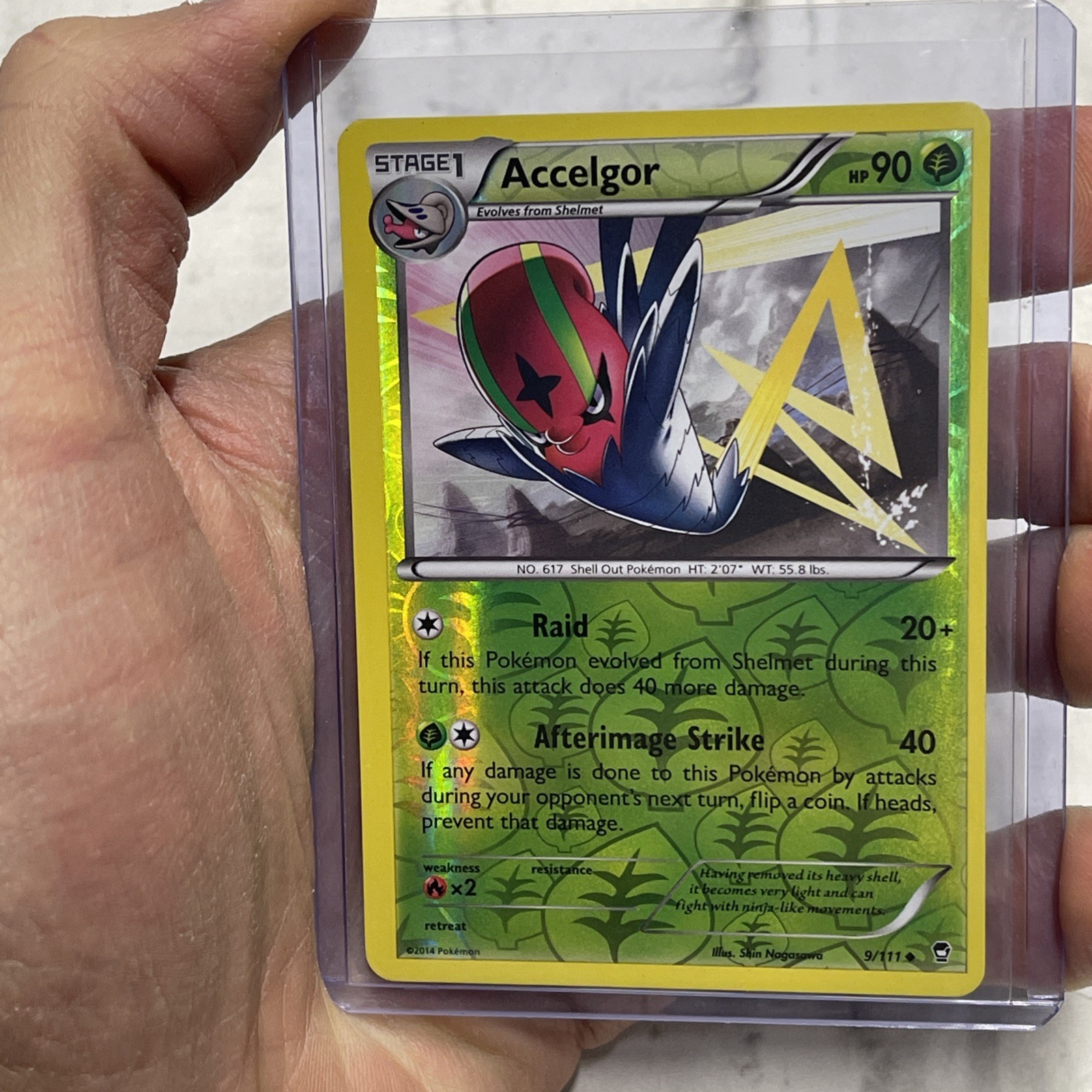 Accelgor 9/111 SM Crimson Invasion Pokemon Reverse Holo Foil NM Near Mint Card