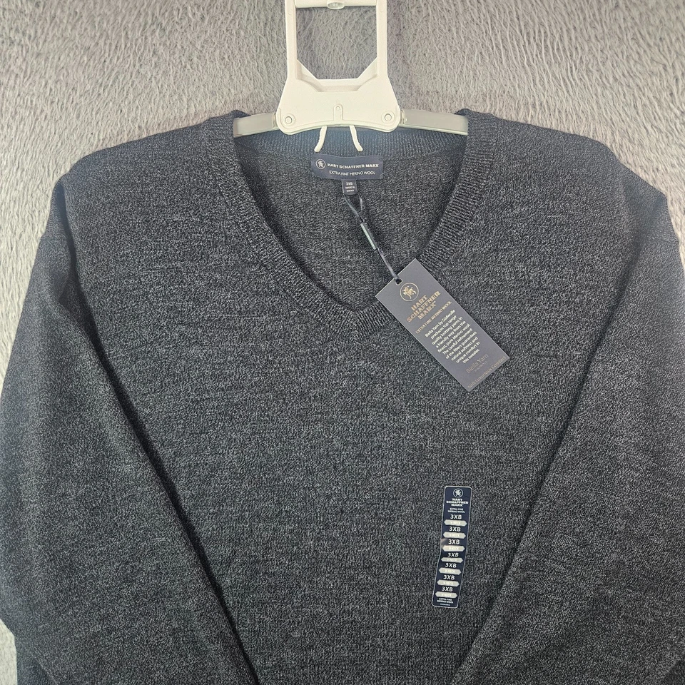 $99 NUEVO Suéter Hart Schaffner Hombres 3XB 100% Lana Merino Pullover Tejido Gris Foto 2 de 4