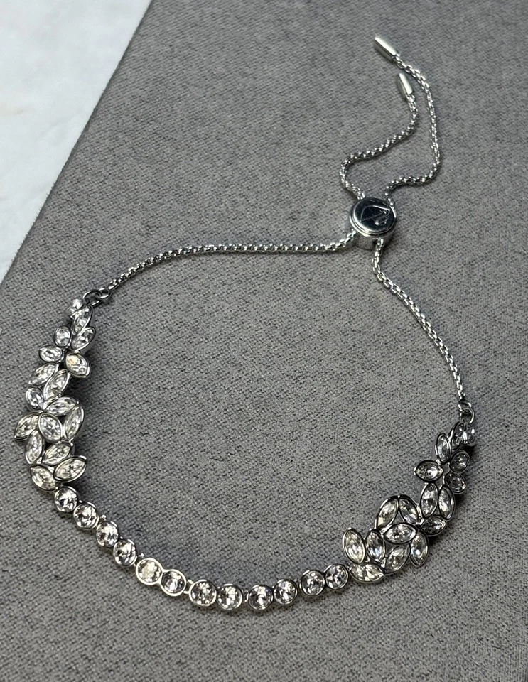 Pulsera Swarovski Jardín Plata Cristal Cisne Logo Firmado Foto 3 de 4