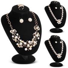 3 Pcs Black Velvet Jewelry Display Necklace Earrings Ring Display Stand Jewel...
