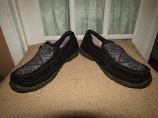 Twisted X Women's 9 M Slip On Driving Moc WDMS025 Black Grey Leather Geometric