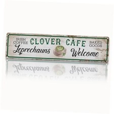 Retro Tin Metal Sign, St Patrick  s Day Clover Cafe Wall Decor, Vintage Irish