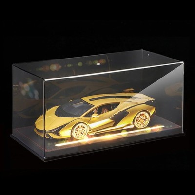 Car Display Case Acrylic & Leather LED Light 1/18 Model Diecast