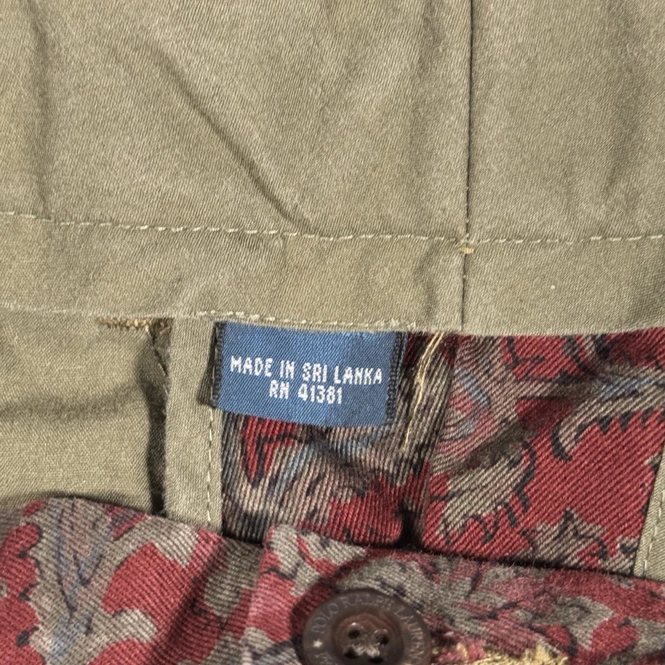 Polo Ralph Lauren Shorts Mens 32 Red Paisley Bandana Classic Fit Chino Vintage - Image 2 of 4