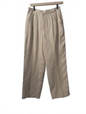 Lauren Ralph Lauren Vintage Ladies 100 Linen Tan Cream Pinstripe Dress Pant Str