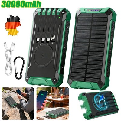 Solar Powerbank 30000mAh Tragbar Externer Batterie Ladegerät für Alle Handys DE