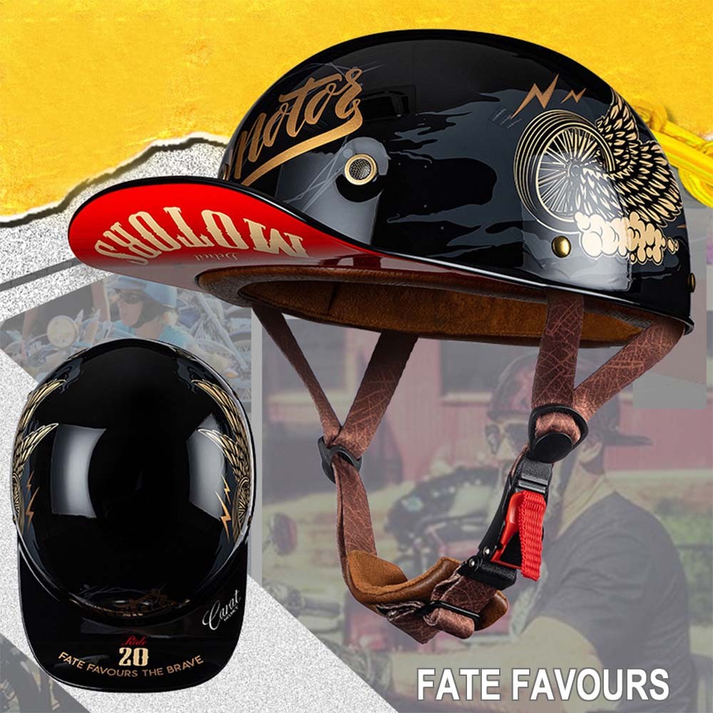 DOT Open Face Motorcycle Half Helmet Retro Baseball Cap Scoo