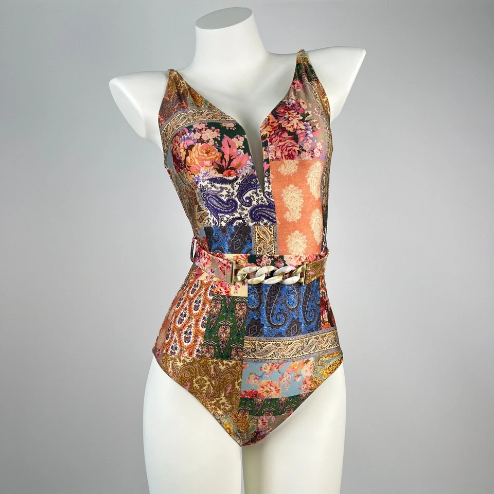 $385 NWOT Zimmermann V Wire Floral Paisley Swimsuit One Piece Devi Chain Size 3 - Image 2 of 4