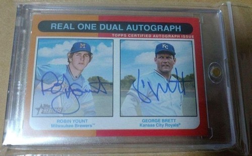George Brett / Robin Yount #RODA-BY 2024 Topps Heritage Real One Dual Autograph card