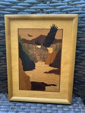 Vintage Hudson River Inlay Marquetry - Eagle Pass 13" x 9 3/4" Signed by Nelson