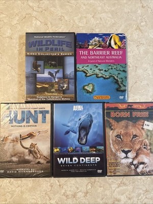 Nature Documentary DVD Lot (5) Wild Deep Hunt Born Free Barrier Reef