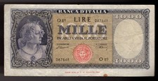 1947 Banca D Italy 1000 Lire  Pic# 82