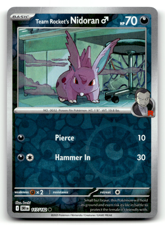 Team Rocket's Nidoran M 117/182 Reverse Holo Common SV10: Destined Rivals LP