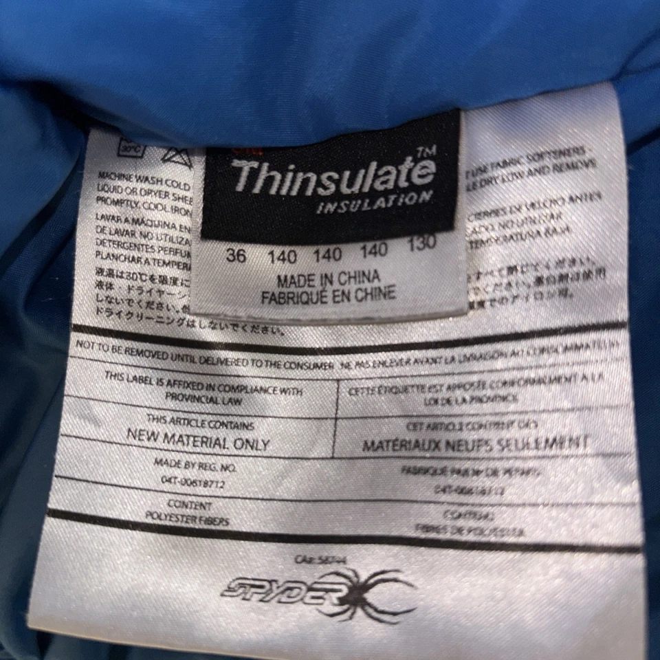 Spyder ski jacket boys sz 10; Black Blue design; zipper pockets; Thinsulate warm - Image 3 of 4