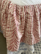 Deluxe custom made twin bedskirt ruffle Salmon Violet white EUC
