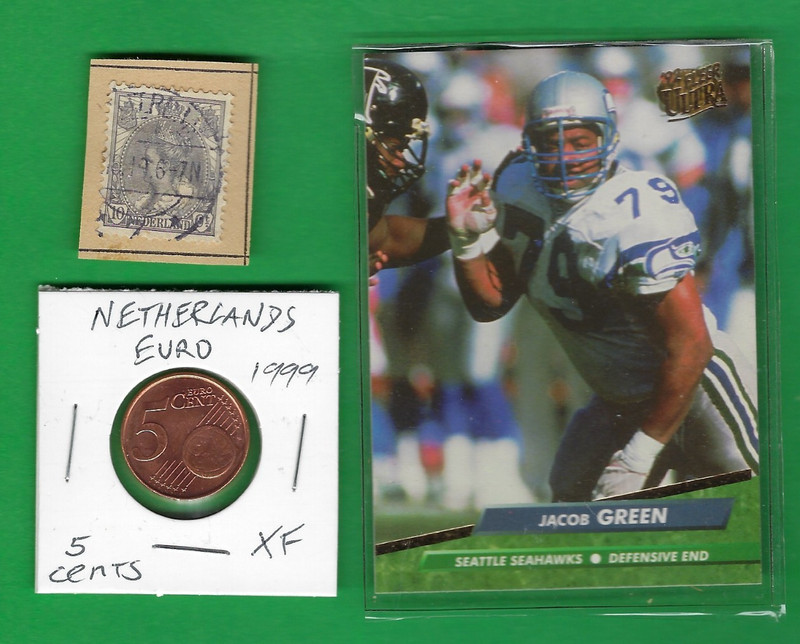 NETHERLANDS 5 CENTS  1999 COIN (X FINE) & STAMP ~ LOT #84 (*-*) + SPORTS CARD