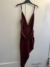 Boohoo Night Women's Slinky Midi Dress Size 8 burgundy