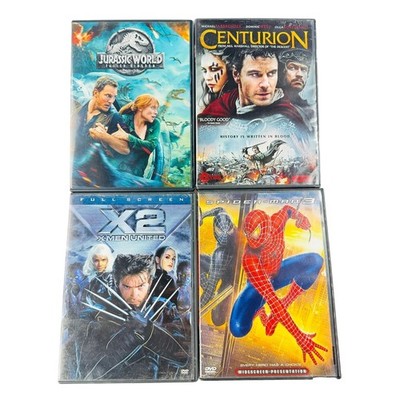 4 Movie DVD Bundle Jurassic World, Centurion, Spider-Man 3, X2 X-Men United