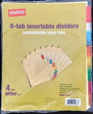 1 pc - 8 - Tab Insertable Dividers - 4 Sets Letter Size (Item #431423) - New